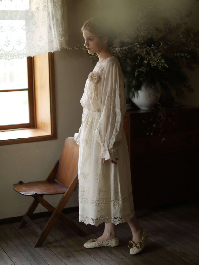 Moonlit Garden Embroidered Blouse