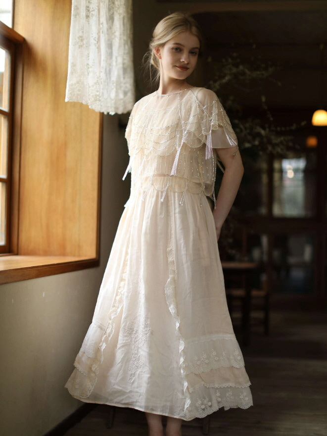 Moonlight Garden Beaded Cold Shoulder Top