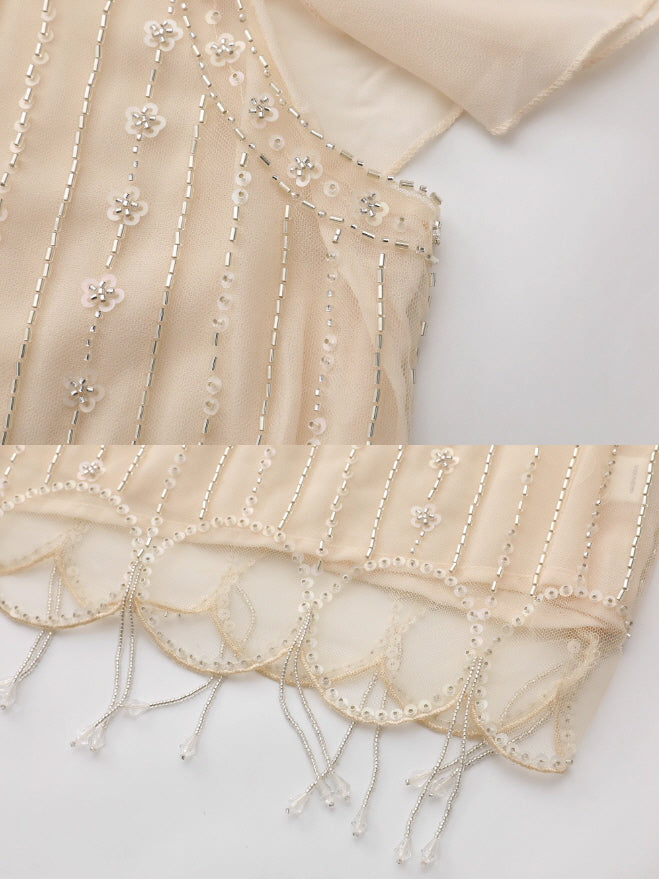 Moonlight Garden Beaded Cold Shoulder Top