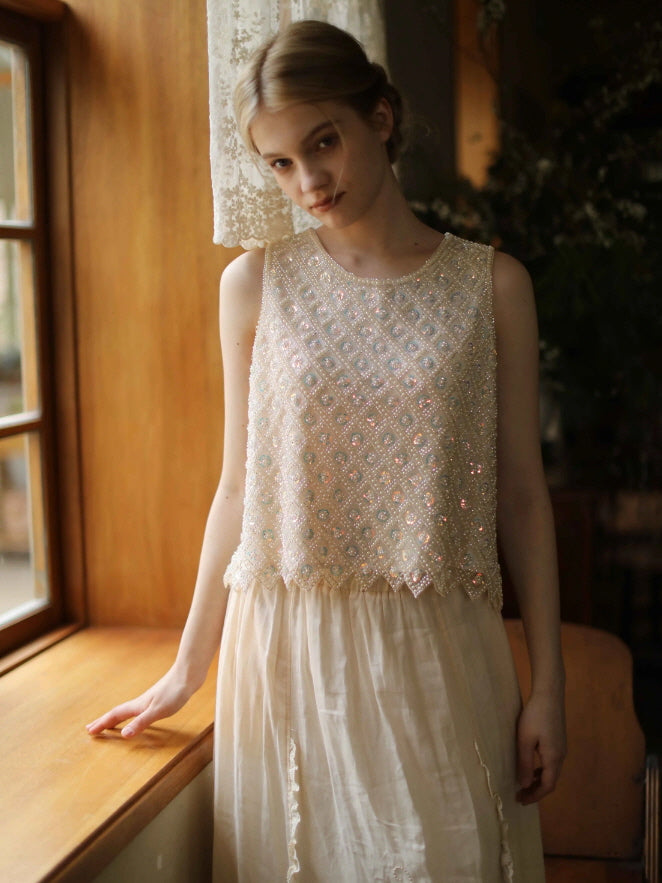 Pearl Sequin Sleeveless Top