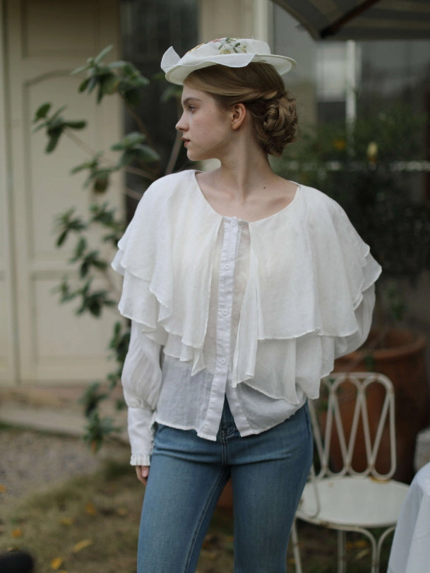 Ruffled Cloud Linen Blouse