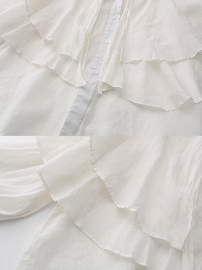 Ruffled Cloud Linen Blouse