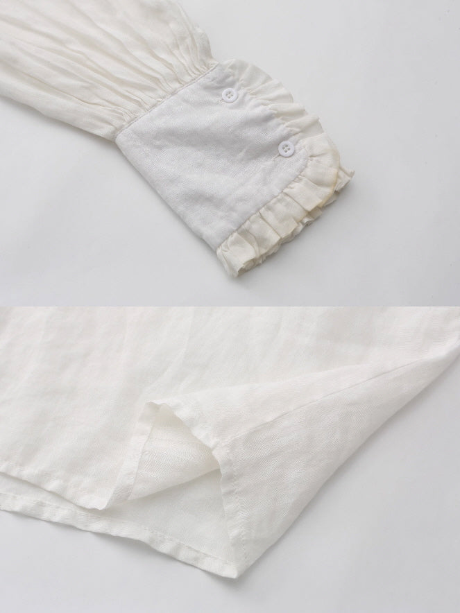 Ruffled Cloud Linen Blouse