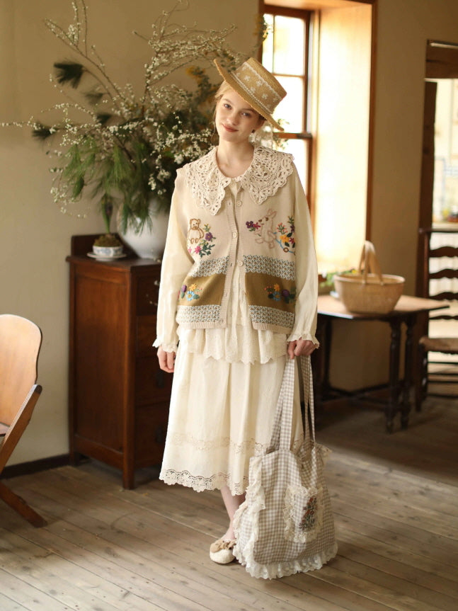 Lace Collar Peplum Blouse