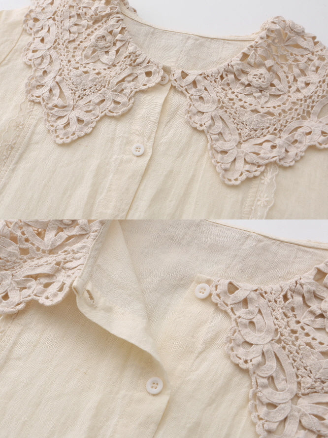 Lace Collar Peplum Blouse
