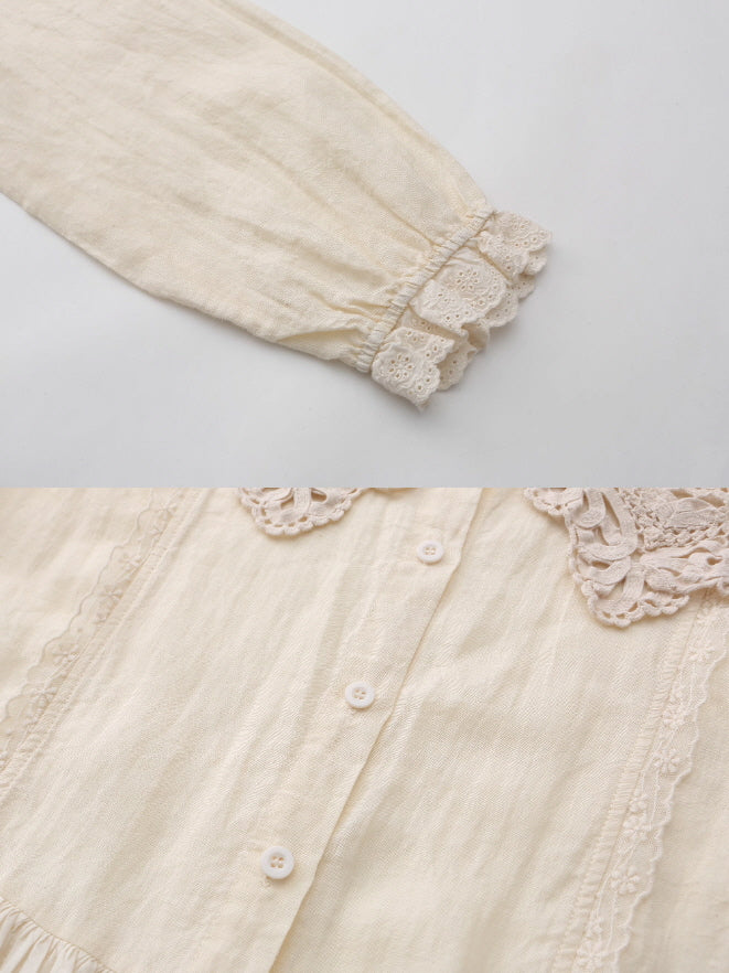 Lace Collar Peplum Blouse