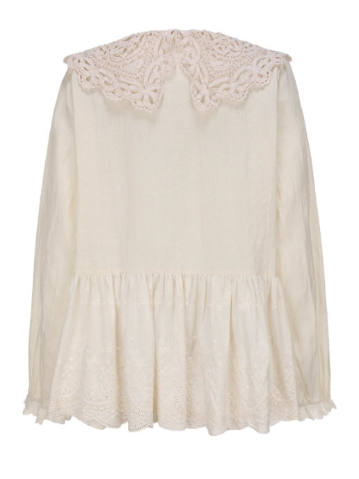 Lace Collar Peplum Blouse