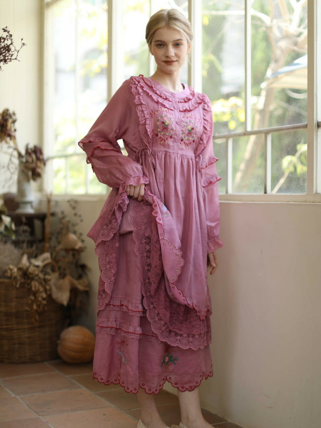 Embroidered Basket Hem Skirt