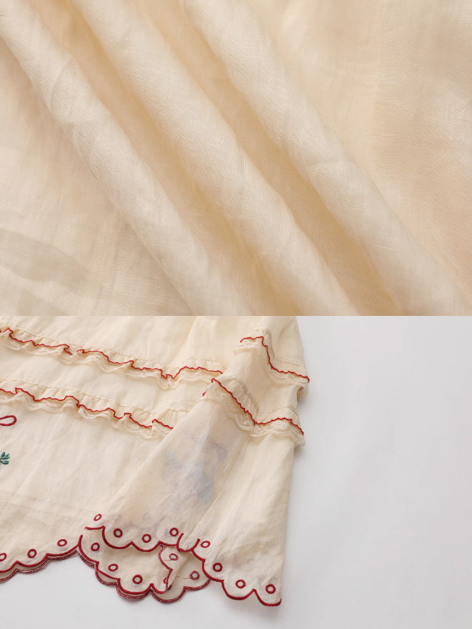 Embroidered Basket Hem Skirt