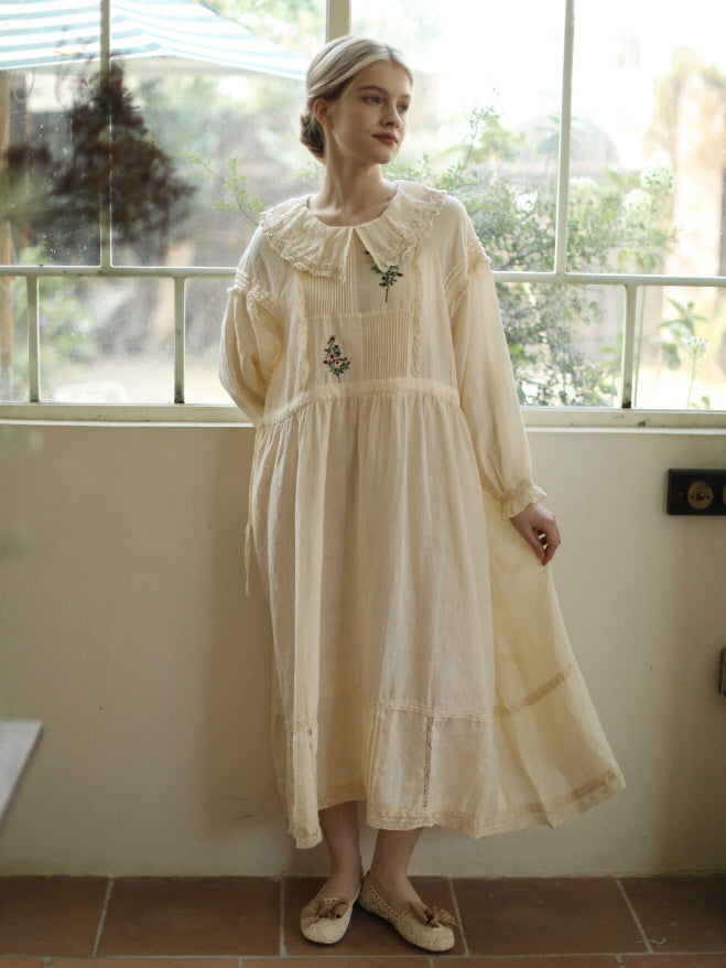 Mori Garden Embroidered Linen Dress