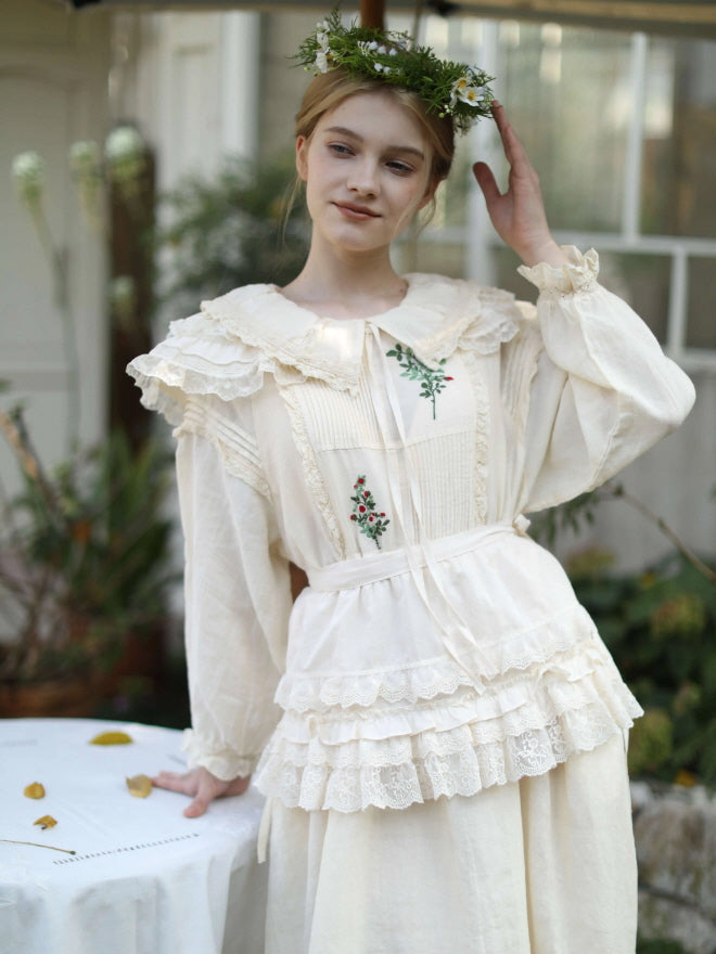 Mori Garden Embroidered Linen Dress