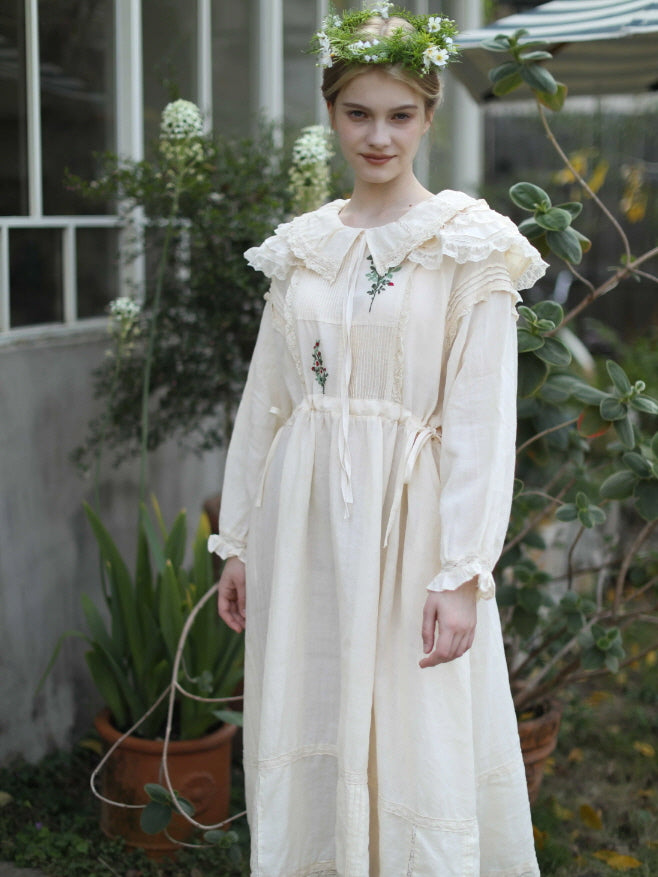 Mori Garden Embroidered Linen Dress