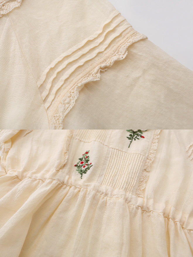 Mori Garden Embroidered Linen Dress