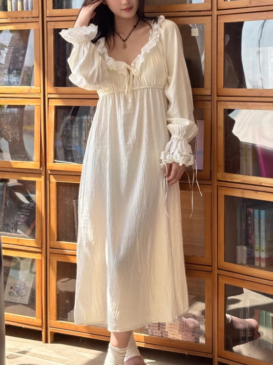 Lace Ruffle Morning Nightgown