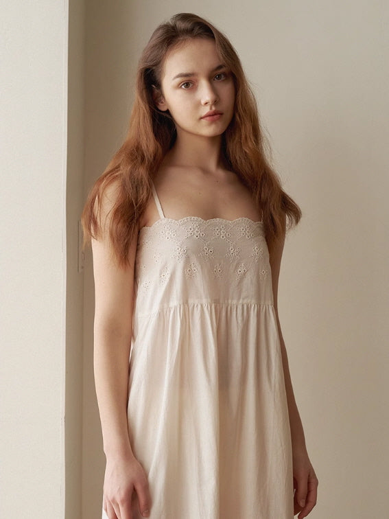 Lace Collar Cotton Lounge Gown