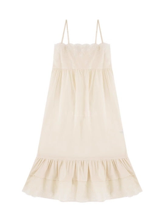 Lace Collar Cotton Lounge Gown