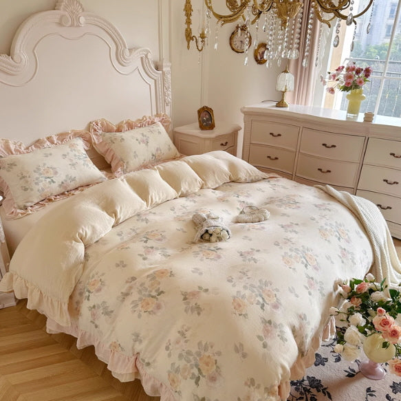 Blush Rose Vintage Floral Bedding Set