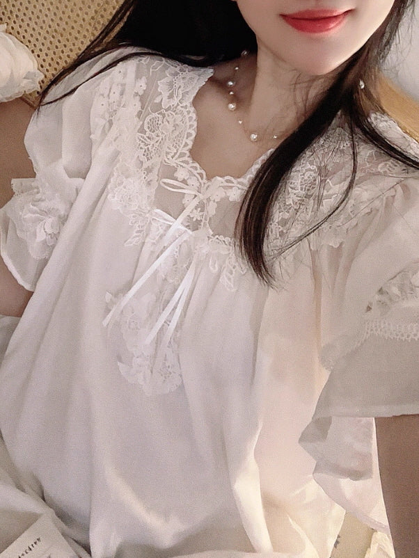 Lace Bloom Cotton Nightgown