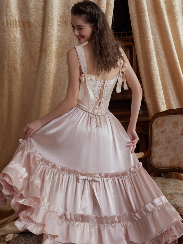 Blush Satin Ruffle Skirt