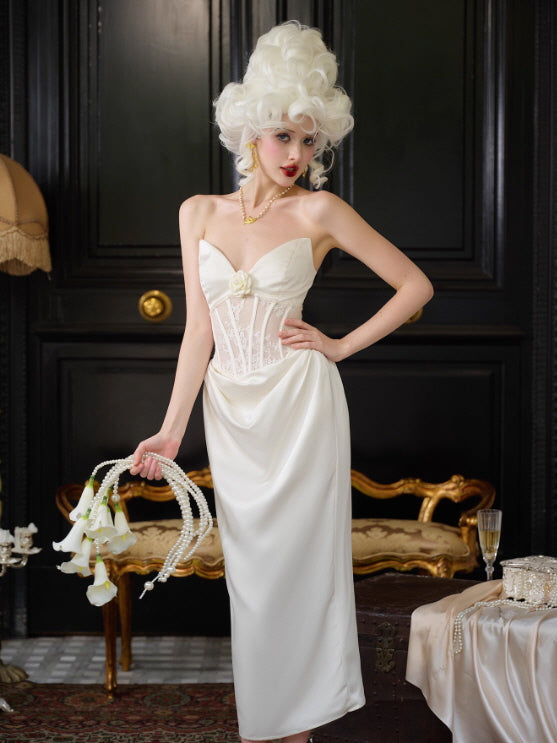 Regal Rose Corset Satin Dress