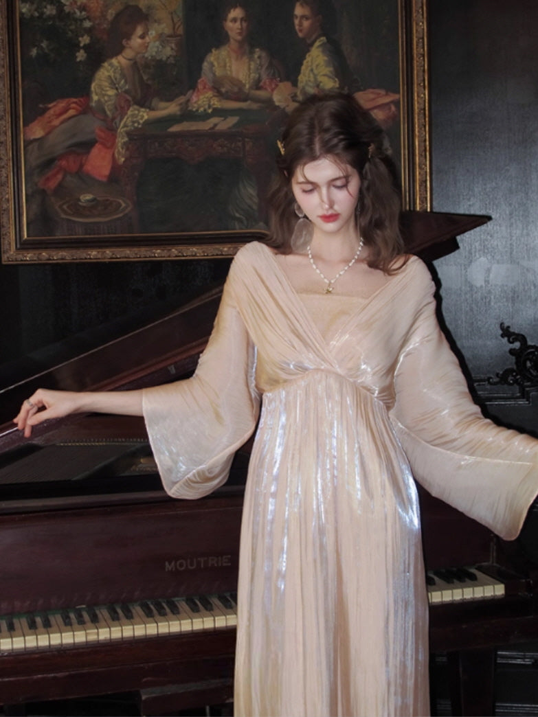 Golden Goddess Satin Lace Dress