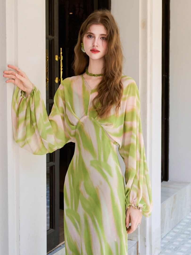 green flow dress Baltic Born Womens Kearny Ruffle Maxi Dress | Dark Green Floral