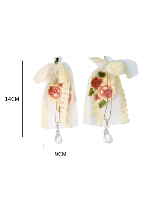 Vintage Floral Lace Ribbon Earrings