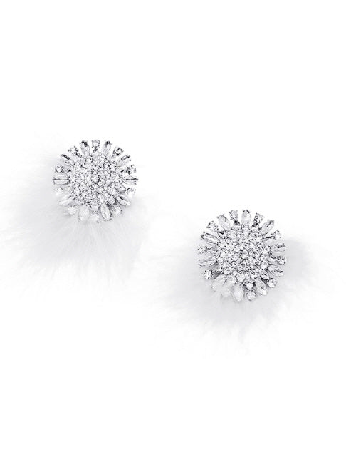 Crystal Bloom Feather Earrings