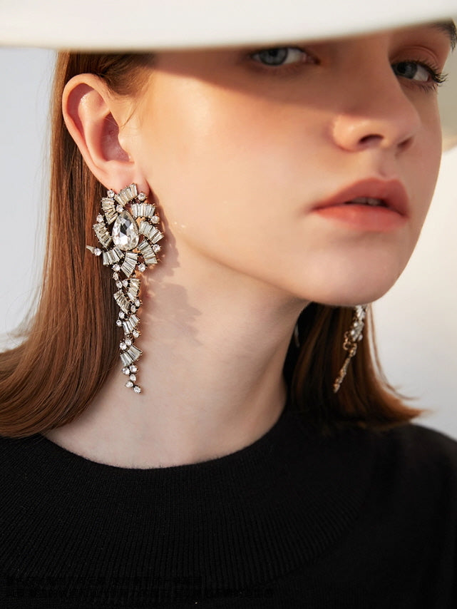 Crystal Cascade Statement Drop Earrings