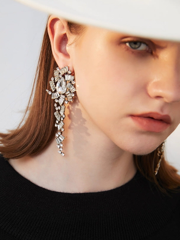 Crystal Cascade Statement Drop Earrings