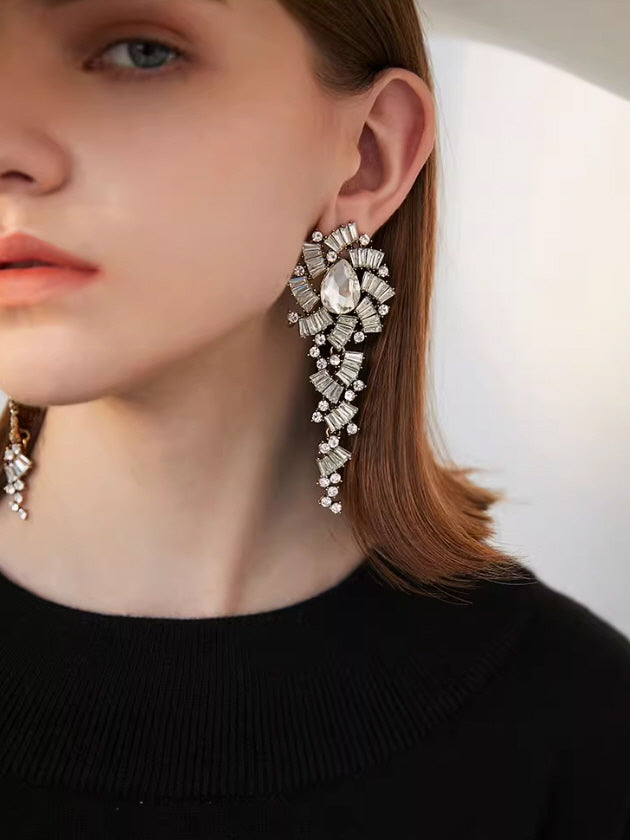 Crystal Cascade Statement Drop Earrings