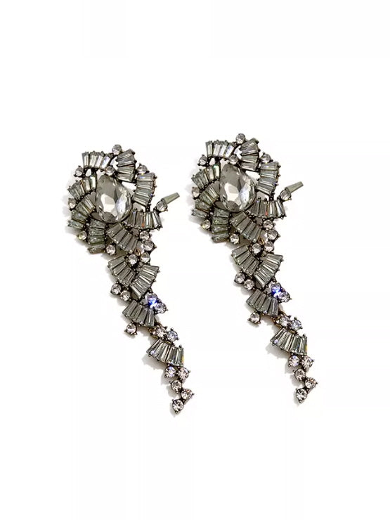 Crystal Cascade Statement Drop Earrings