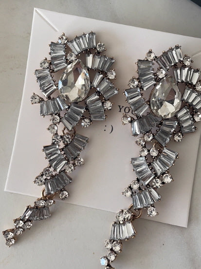 Crystal Cascade Statement Drop Earrings