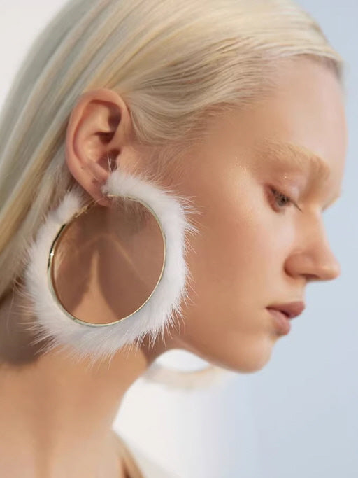 Fairycore Faux Fur Hoop Earrings