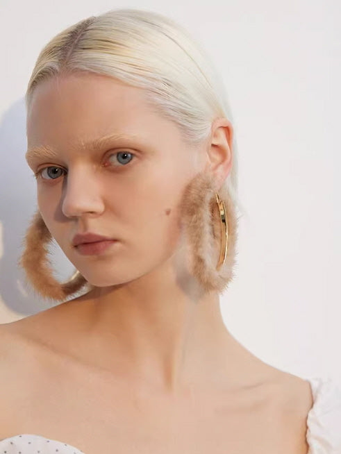 Fairycore Faux Fur Hoop Earrings