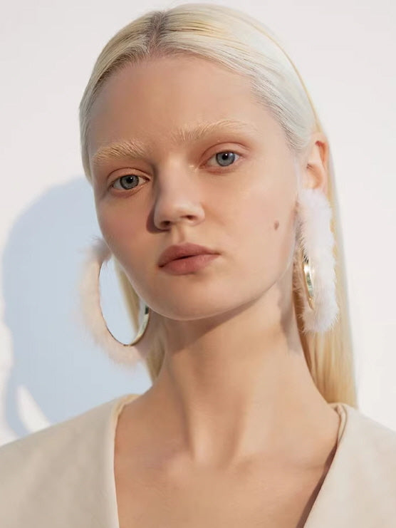 Fairycore Faux Fur Hoop Earrings