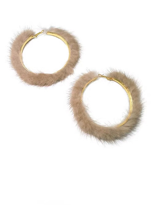 Fairycore Faux Fur Hoop Earrings