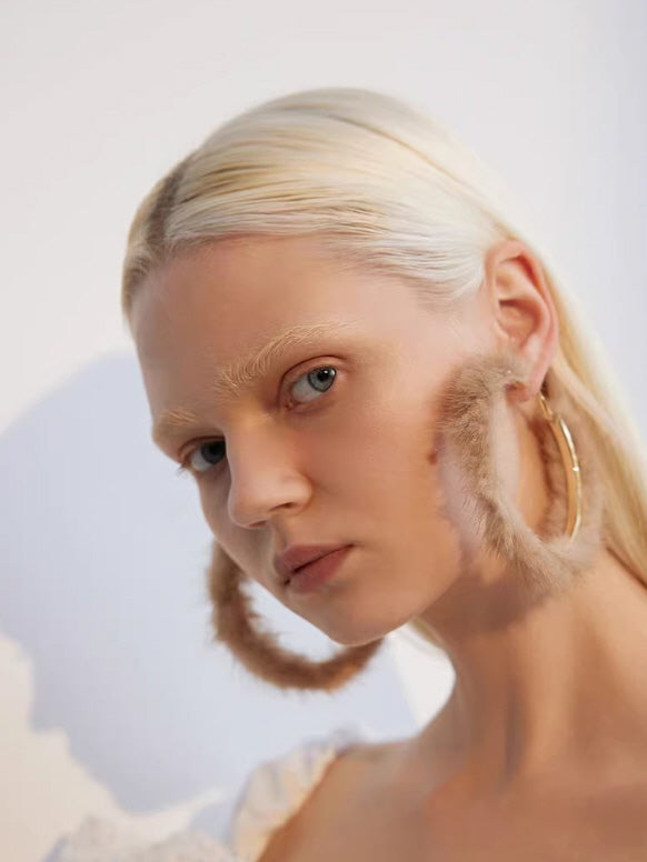 Fairycore Faux Fur Hoop Earrings