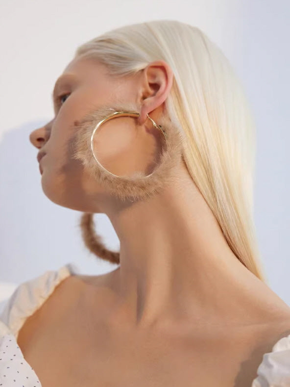 Fairycore Faux Fur Hoop Earrings