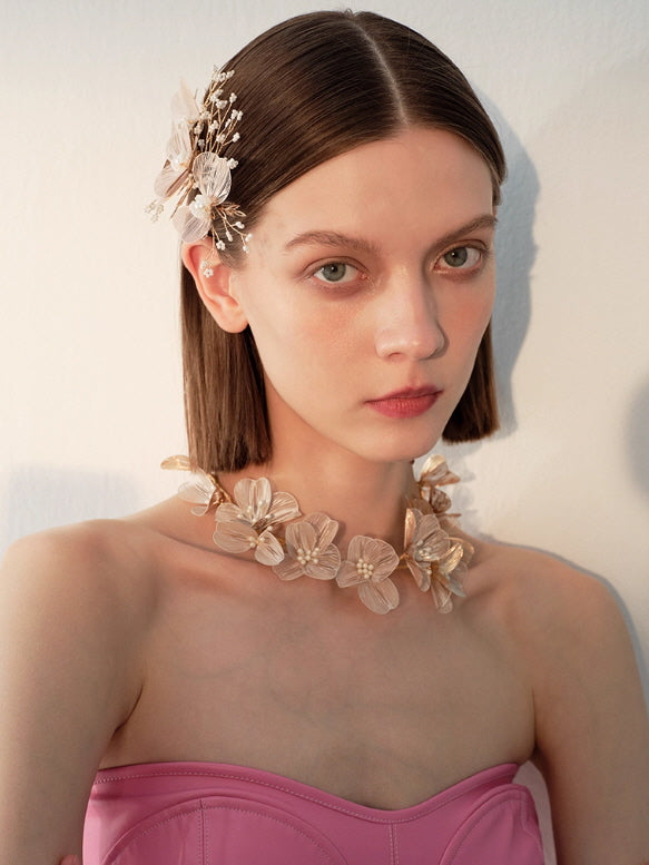 Golden Blossom Petal Necklace