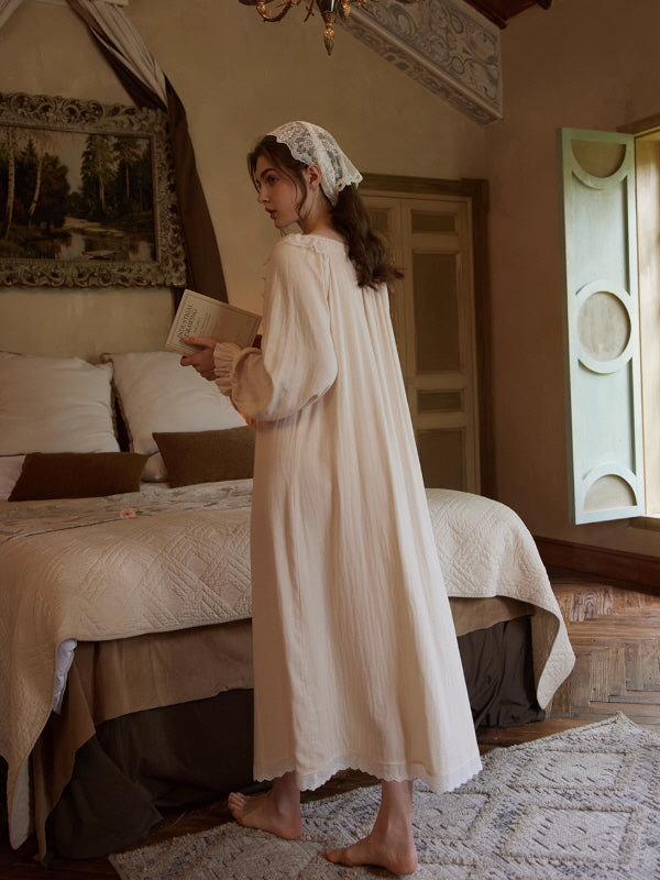 Moonlight Vintage Lace Long Nightgown