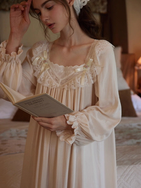Moonlight Vintage Lace Long Nightgown