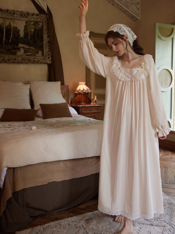 Moonlight Vintage Lace Long Nightgown