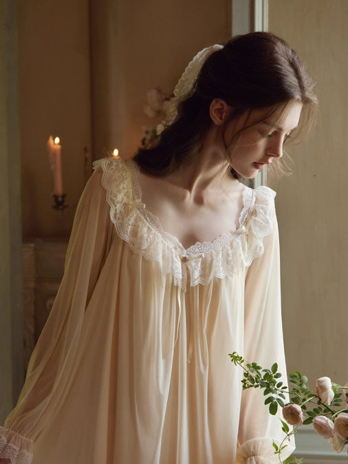 Golden Glow Vintage Lace Nightgown