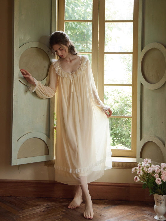 Golden Glow Vintage Lace Nightgown