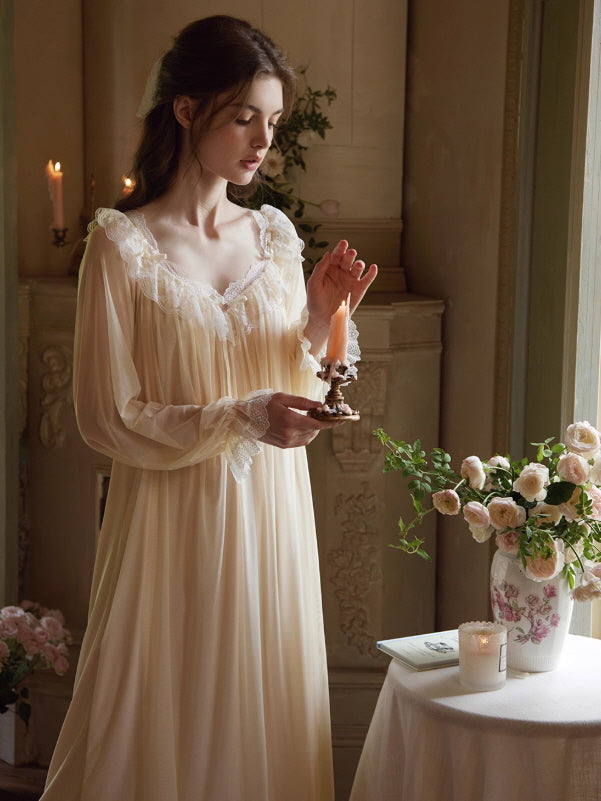 Golden Glow Vintage Lace Nightgown