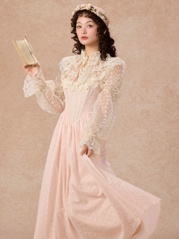 Romantic Pink Lace Vintage Dress