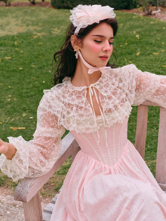 Romantic Pink Lace Vintage Dress