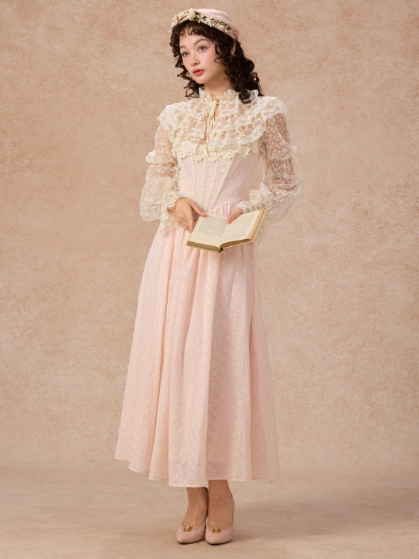 Romantic Pink Lace Vintage Dress