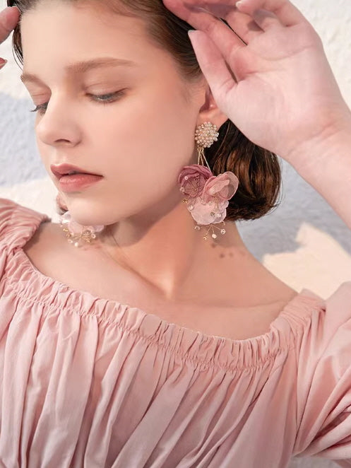 Romantic Bloom Pearl Flower Earrings